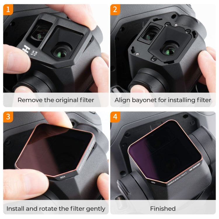 For DJI Mavic 3 K&F Concept SKU.1891 4 in 1 Lens Filter ND4 ND8 ND16 ND32 Filter Kits - DJI & GoPro Accessories by K&F | Online Shopping UK | buy2fix