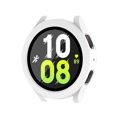 For Samsung Galaxy Watch4/5 44mm ENKAY Hat-Prince Waterproof Full Coverage PC Frame + 9H Tempered Glass Case(White) - Watch Cases by ENKAY | Online Shopping UK | buy2fix