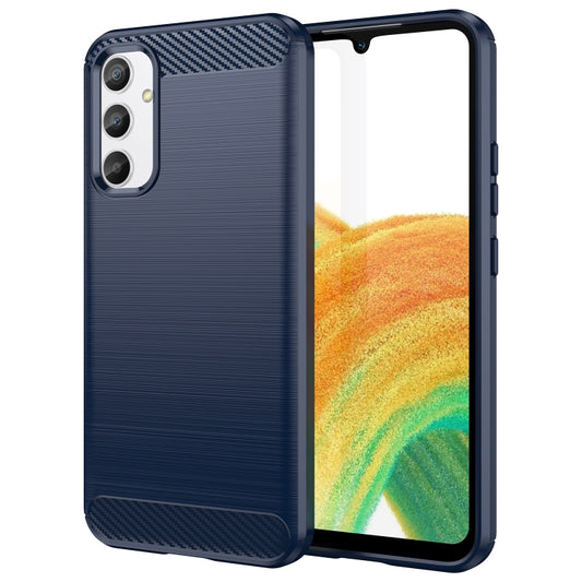 For Samsung Galaxy A34 5G Brushed Texture Carbon Fiber TPU Phone Case(Blue) - Galaxy Phone Cases by buy2fix | Online Shopping UK | buy2fix
