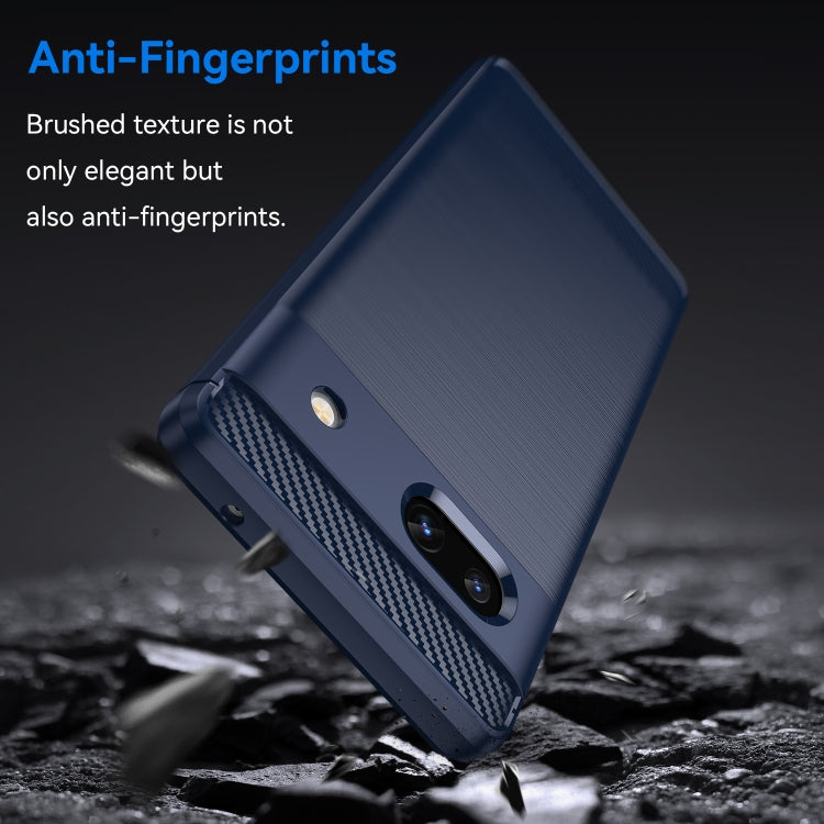For Google  Pixel 7a Brushed Texture Carbon Fiber TPU Phone Case(Blue) - Google Cases by buy2fix | Online Shopping UK | buy2fix
