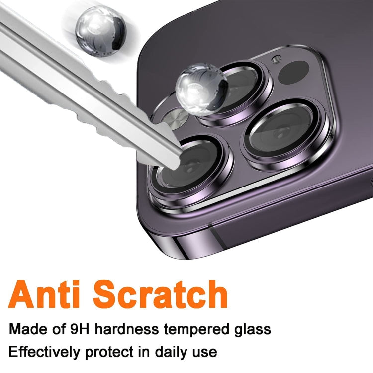 For iPhone 14 Pro / 14 Pro Max ENKAY Hat-Prince 9H Rear Camera Lens Tempered Glass Aluminium Alloy Film(Black) - iPhone 14 Pro Tempered Glass by ENKAY | Online Shopping UK | buy2fix