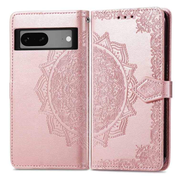 For Google Pixel 7A Mandala Flower Embossed Leather Phone Case(Rose Gold) - Google Cases by buy2fix | Online Shopping UK | buy2fix