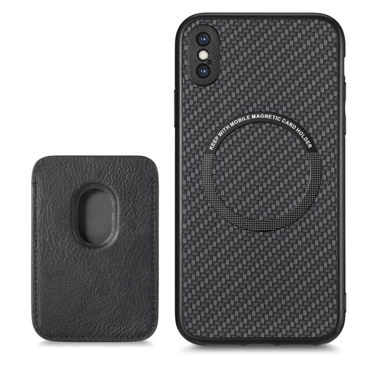 For iPhone X / XS Carbon Fiber Leather Card Magsafe Magnetic Phone Case(Black) - More iPhone Cases by buy2fix | Online Shopping UK | buy2fix