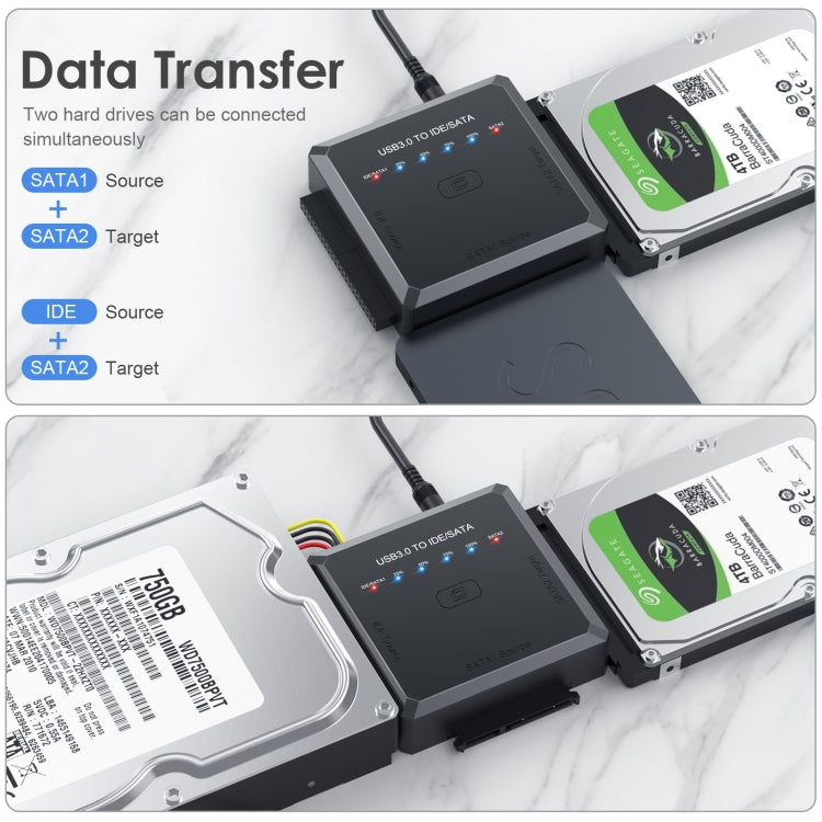 USB3.0 to SATA or IDE Hard Drive Adapter Converter With Clone Function -  by buy2fix | Online Shopping UK | buy2fix