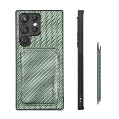 For Samsung Galaxy S22+ 5G Carbon Fiber Leather Card Magsafe Magnetic Phone Case(Green) - Galaxy S23+ 5G Cases by buy2fix | Online Shopping UK | buy2fix