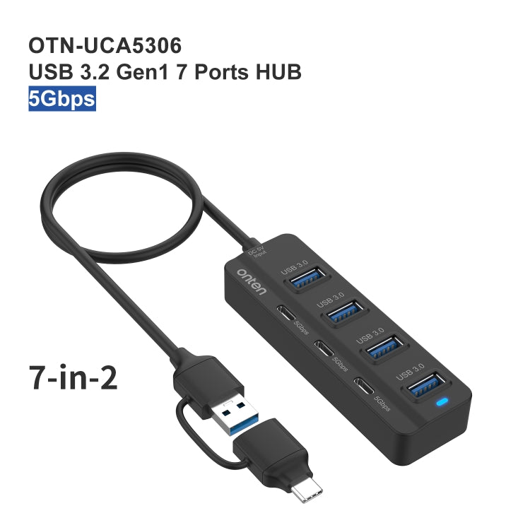 Onten UCA5306 7 in 2 USB3.0 + Type-C 7-Ports HUB Docking Station Support OTG Function -  by Onten | Online Shopping UK | buy2fix