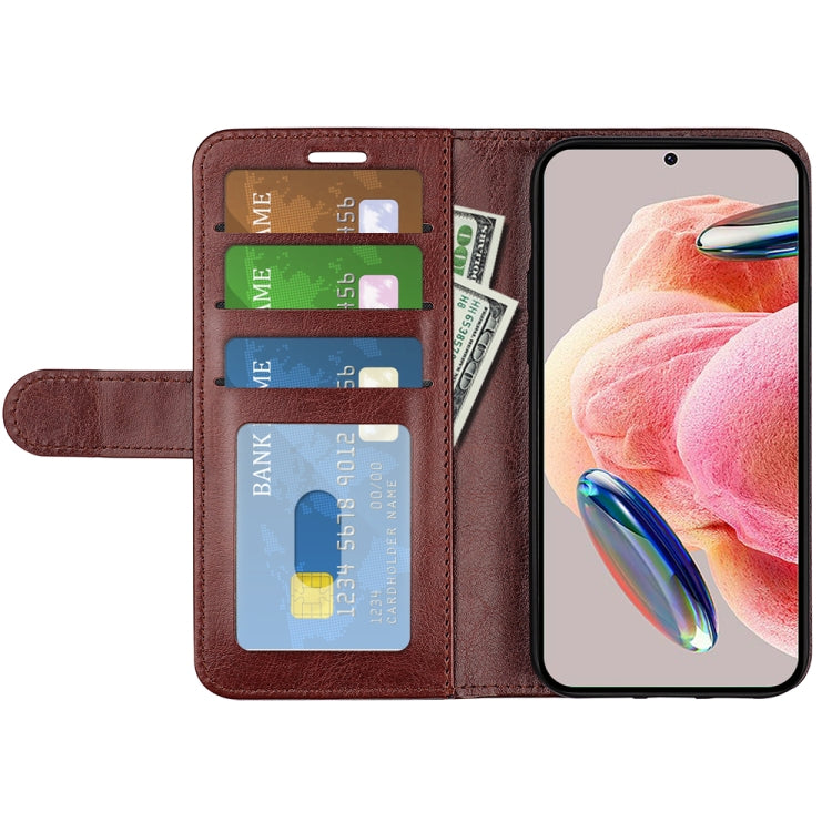 For Xiaomi Redmi Note 12 4G Global R64 Texture Horizontal Flip Leather Phone Case(Brown) - Note 12 Cases by buy2fix | Online Shopping UK | buy2fix