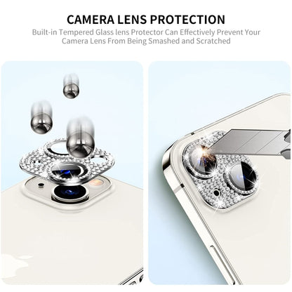 For iPhone 13 / 13 mini ENKAY Hat-Prince Blink Diamond Camera Lens Aluminium Alloy Tempered Glass Film(Black) - iPhone 13 Tempered Glass by ENKAY | Online Shopping UK | buy2fix