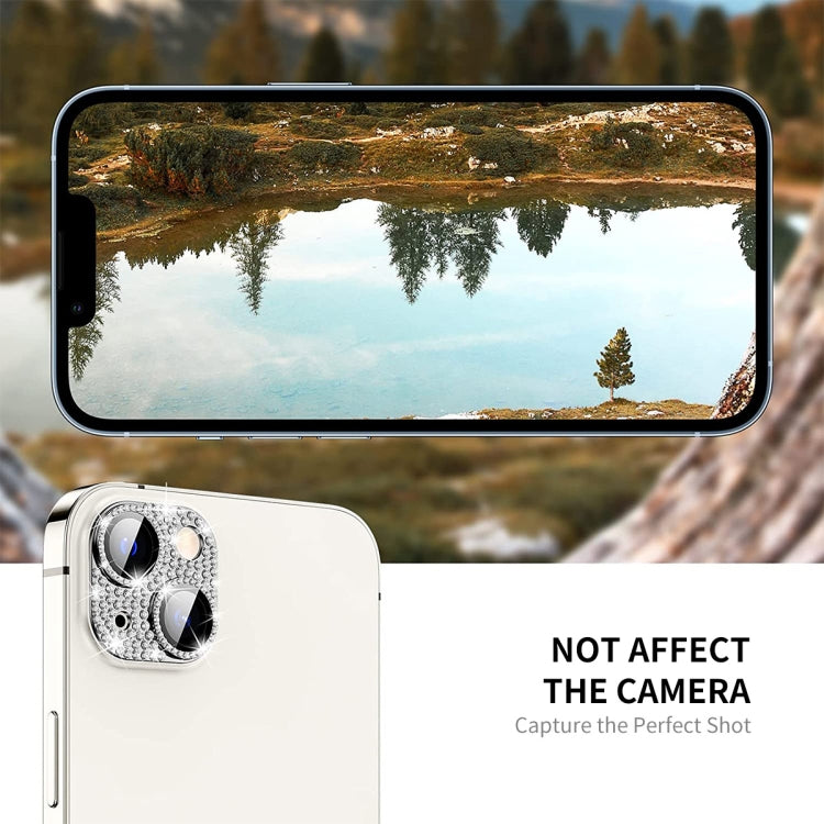 For iPhone 13 / 13 mini ENKAY Hat-Prince Blink Diamond Camera Lens Aluminium Alloy Tempered Glass Film(Black) - iPhone 13 Tempered Glass by ENKAY | Online Shopping UK | buy2fix