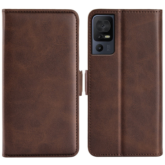 For TCL 40 SE Dual-side Magnetic Buckle Leather Phone Case(Brown) - More Brand by buy2fix | Online Shopping UK | buy2fix