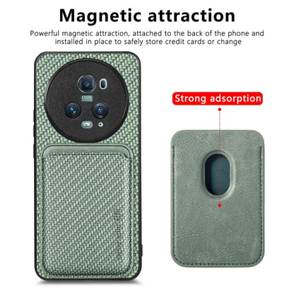 For Honor Magic5 Pro Carbon Fiber Leather Card Magsafe Magnetic Phone Case(Green) - Honor Cases by buy2fix | Online Shopping UK | buy2fix