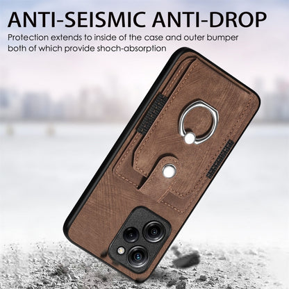 For Xiaomi Poco X5 Pro Retro Skin-feel Ring Card Wallet Phone Case(Brown) - Xiaomi Cases by buy2fix | Online Shopping UK | buy2fix