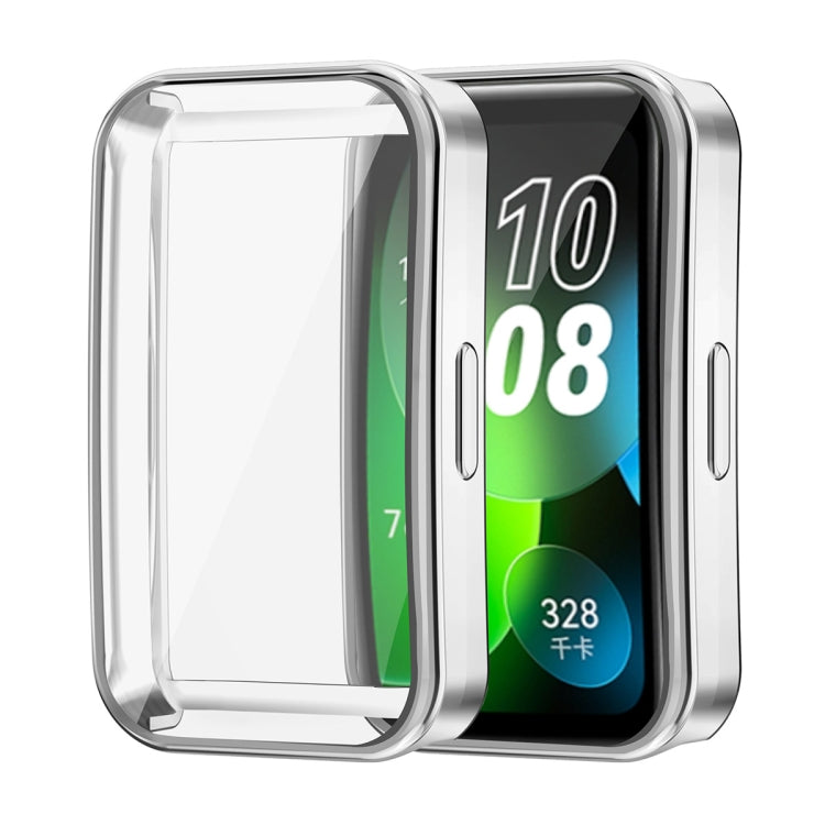 For Huawei Band 8 / 9 ENKAY Hat-Prince Full Coverage Electroplated Soft TPU Watch Case with Screen Protection(Silver) - Watch Cases by ENKAY | Online Shopping UK | buy2fix