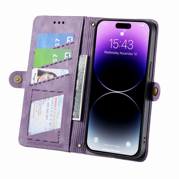 For iPhone 6 / 6s Geometric Zipper Wallet Side Buckle Leather Phone Case(Purple) - More iPhone Cases by buy2fix | Online Shopping UK | buy2fix