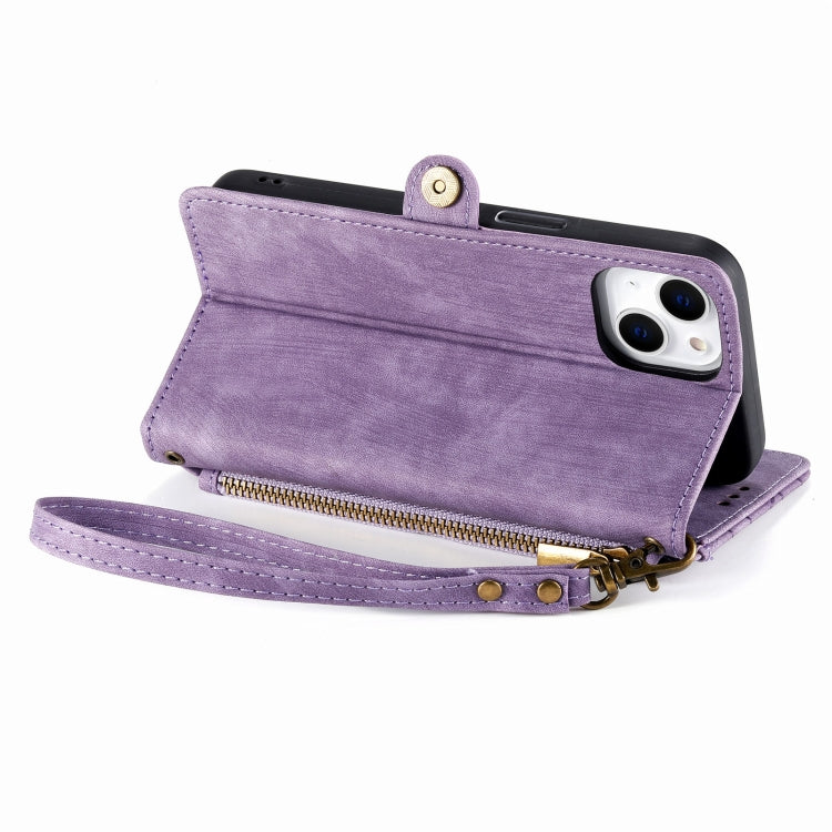 For iPhone 6 / 6s Geometric Zipper Wallet Side Buckle Leather Phone Case(Purple) - More iPhone Cases by buy2fix | Online Shopping UK | buy2fix