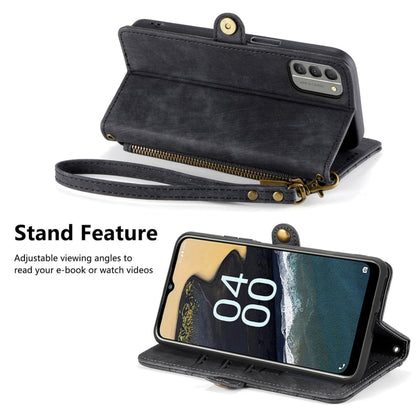 For Nokia G400 Geometric Zipper Wallet Side Buckle Leather Phone Case(Black) - Nokia Cases by buy2fix | Online Shopping UK | buy2fix