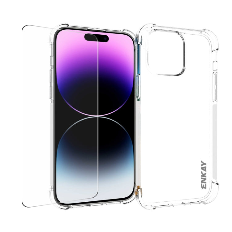 For iPhone 15 Pro Max ENKAY Transparent TPU Shockproof Phone Case with Glass Film - iPhone 15 Pro Max Cases by ENKAY | Online Shopping UK | buy2fix