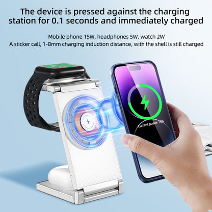 T30 Folding Wireless Charging Stand for Cell Phone Watch Headset 4 in 1 Charger - Wireless Charger by buy2fix | Online Shopping UK | buy2fix