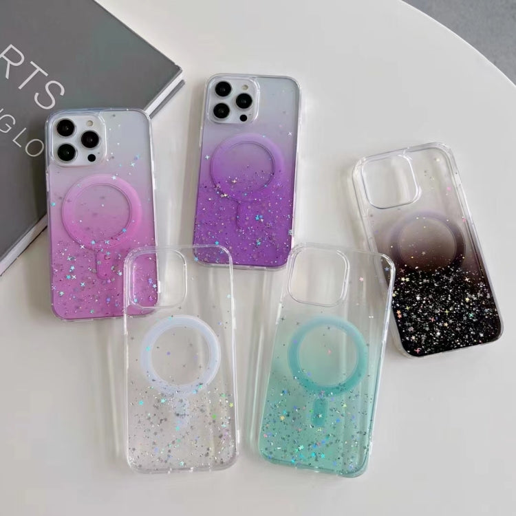 For iPhone 11 Pro Max MagSafe Glitter Hybrid Clear TPU Phone Case(Black) - iPhone 11 Cases by buy2fix | Online Shopping UK | buy2fix