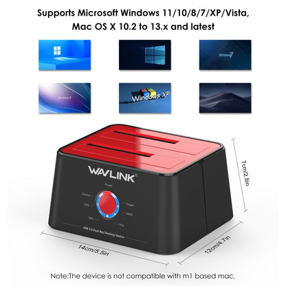 Wavlink ST334U SSD Dual Bay External Hard Drive Docking Station USB 3.0 to SATA I/II/III(EU Plug) - External Hard Drives by buy2fix | Online Shopping UK | buy2fix