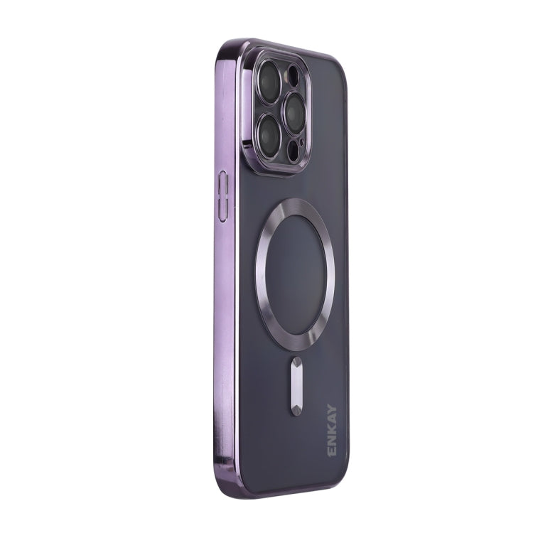 For iPhone 15 Pro Max ENKAY Hat-Prince Magsafe Electroplated TPU Clear Shockproof Phone Case(Purple) - iPhone 15 Pro Max Cases by ENKAY | Online Shopping UK | buy2fix