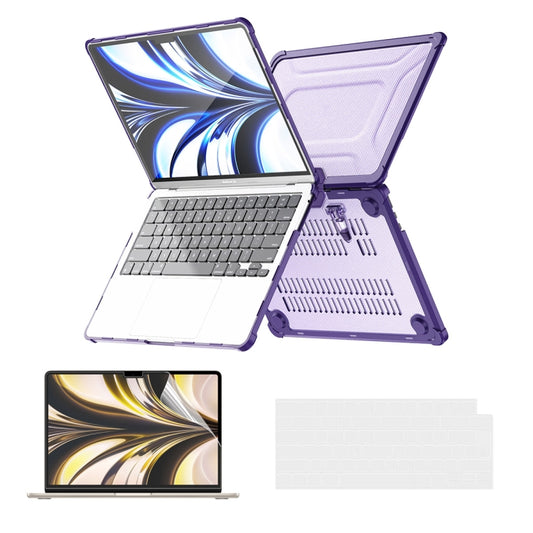 For MacBook Air 13.6 2022/2024  A2681 (M2) / A3113  (M3) ENKAY Hat-Prince 3 in 1 Protective Bracket Case Cover Hard Shell with TPU Keyboard Film / PET Screen Protector, Version:EU(Purple) - MacBook Air Cases by ENKAY | Online Shopping UK | buy2fix