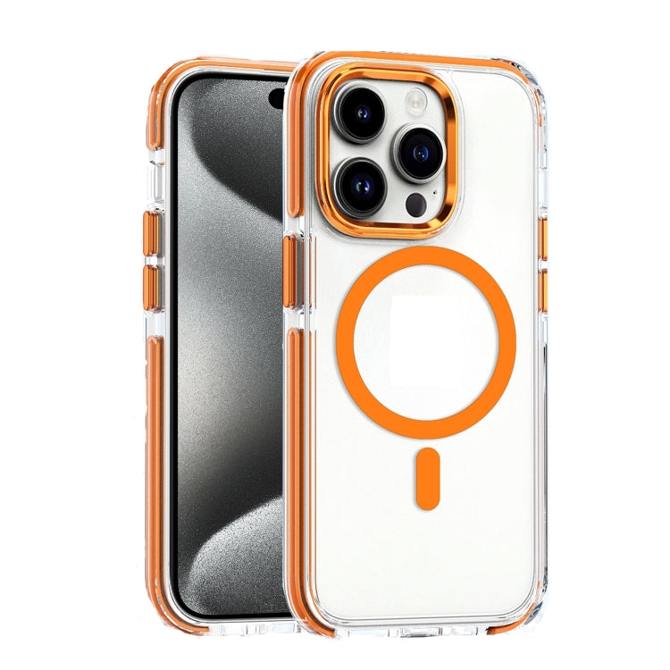 For iPhone 15 Pro Dual-color MagSafe TPU Hybrid Clear PC Shockproof Phone Case(Orange) - iPhone 15 Pro Cases by buy2fix | Online Shopping UK | buy2fix