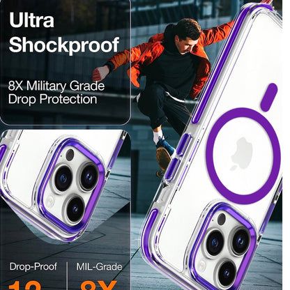 For iPhone 15 Pro Dual-color MagSafe TPU Hybrid Clear PC Shockproof Phone Case(Orange) - iPhone 15 Pro Cases by buy2fix | Online Shopping UK | buy2fix