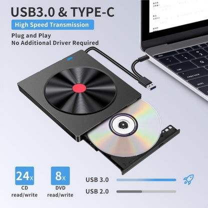 052 USB + Type-C DVD Burner Readable SD / TF Card DVD-RW Recorder PC External Optical Drive - Rewritable Drive by buy2fix | Online Shopping UK | buy2fix