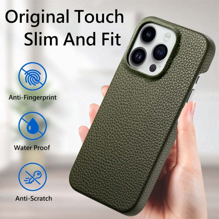 For iPhone 15 Pro Max Litchi Oil Edge Leather Back Phone Case(Green) - iPhone 15 Pro Max Cases by buy2fix | Online Shopping UK | buy2fix