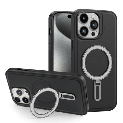 For iPhone 15 Pro Max Shield MagSafe Magnetic Holder Phone Case(Black) - iPhone 15 Pro Max Cases by buy2fix | Online Shopping UK | buy2fix