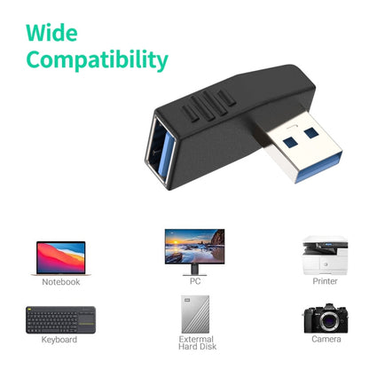 ENKAY USB 3.0 Adapter 90 Degree Angle Male to Female Combo Coupler Extender Connector, Angle:Horizontal Left - USB 3.0 by ENKAY | Online Shopping UK | buy2fix