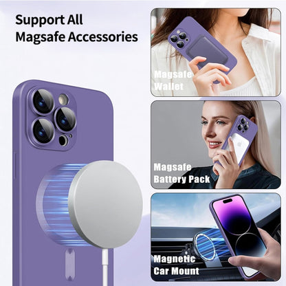 For iPhone 15 ENKAY MagSafe Matte TPU Phone Case with Lens Film(Purple) - iPhone 15 Cases by ENKAY | Online Shopping UK | buy2fix