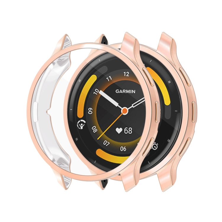 For Garmin Venu 3 ENKAY Hat-Prince Full Coverage Electroplated TPU Watch Case with Screen Protection(Rose Gold) - Watch Cases by ENKAY | Online Shopping UK | buy2fix