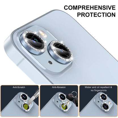 For iPhone 14 / 14 Plus ENKAY AR Anti-reflection Individual Diamond Ring Camera Lens Glass Full Film(Deep Purple) - iPhone 14 Tempered Glass by ENKAY | Online Shopping UK | buy2fix