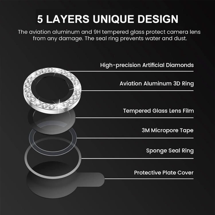 For iPhone 14 / 14 Plus ENKAY AR Anti-reflection Individual Diamond Ring Camera Lens Glass Full Film(Colorful) - iPhone 14 Tempered Glass by ENKAY | Online Shopping UK | buy2fix