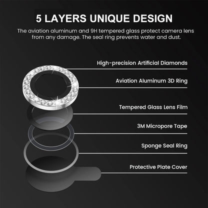 For iPhone 14 / 14 Plus ENKAY AR Anti-reflection Individual Diamond Ring Camera Lens Glass Full Film(Silver) - iPhone 14 Tempered Glass by ENKAY | Online Shopping UK | buy2fix