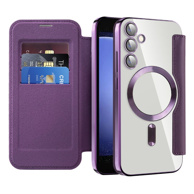 For Samsung Galaxy S23 FE 5G MagSafe Magnetic RFID Anti-theft Leather Phone Case(Purple) - Galaxy S23 FE 5G Cases by buy2fix | Online Shopping UK | buy2fix