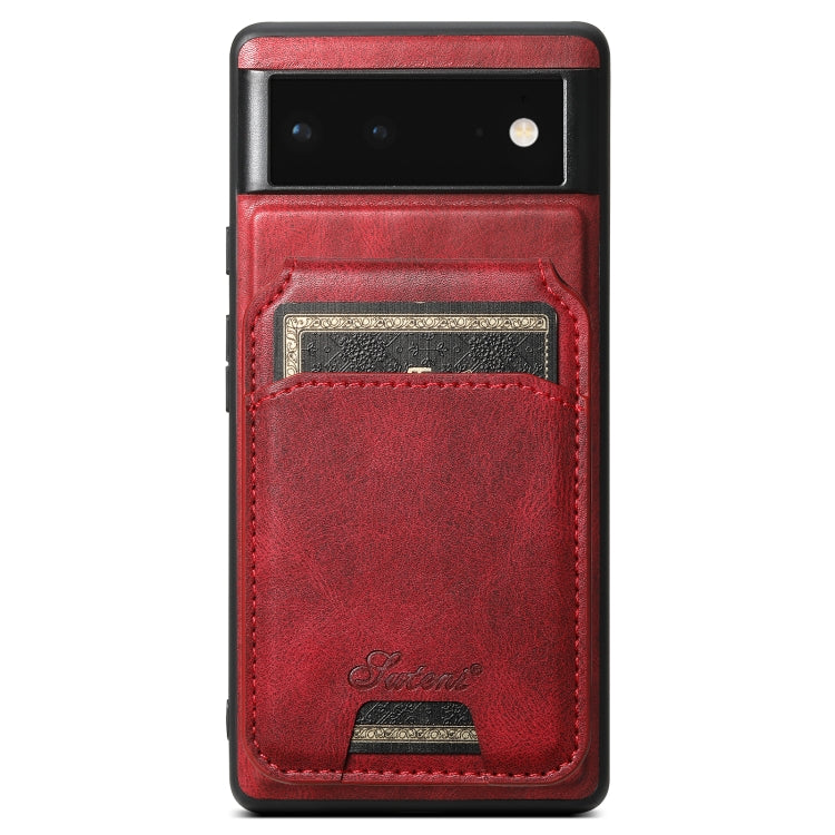 For Google Pixel 6 Suteni H15 Oil Eax Leather Detachable Wallet Back Phone Case(Red) - Google Cases by Suteni | Online Shopping UK | buy2fix