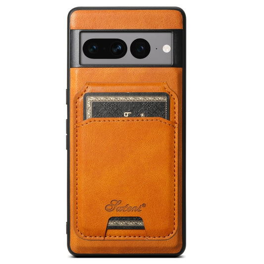 For Google Pixel 8a Suteni H15 Oil Eax Leather MagSafe Detachable Wallet Back Phone Case(Khaki) - Google Cases by Suteni | Online Shopping UK | buy2fix