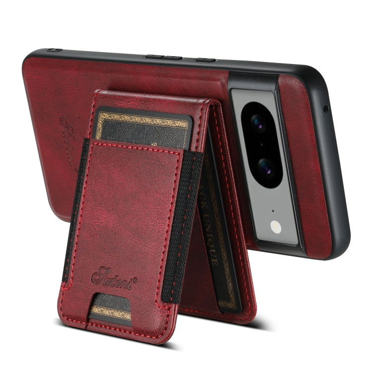 For Google Pixel 7a Suteni H17 Oil Eax Leather Detachable Wallet Phone Case(Red) - Google Cases by Suteni | Online Shopping UK | buy2fix