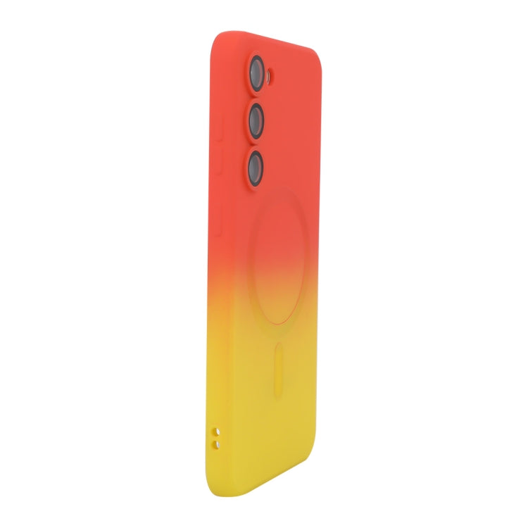 For Samsung Galaxy S23+ 5G ENKAY Hat-Prince MagSafe Rainbow Gradient Silicone Phone Case with Lens Film(Orange Yellow) - Galaxy S23+ 5G Cases by ENKAY | Online Shopping UK | buy2fix