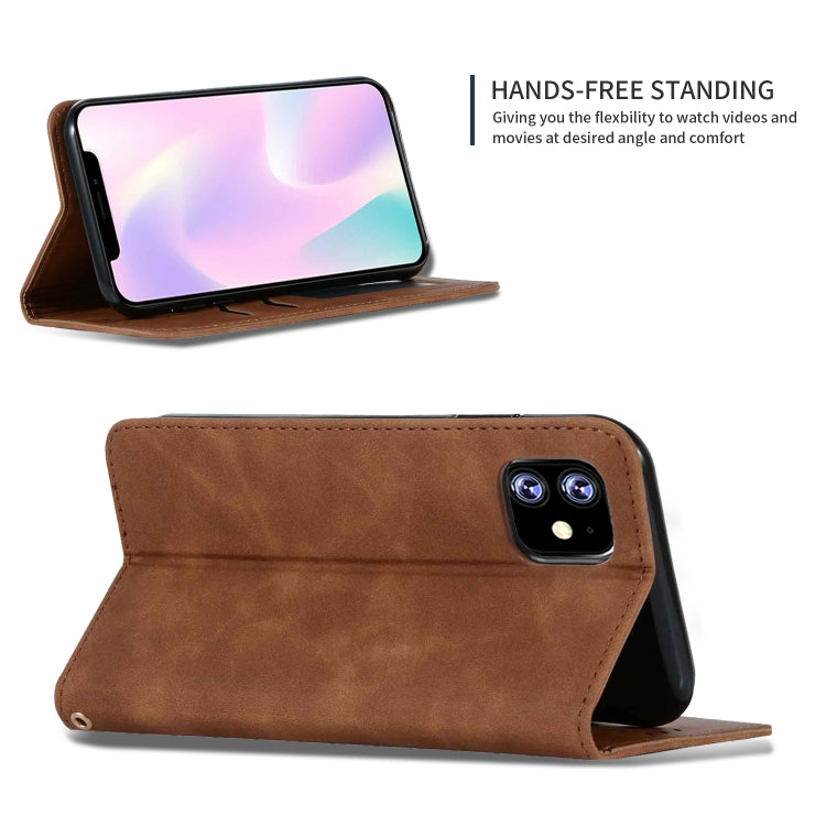 For iPhone 11 Retro Skin Feel Business Magnetic Horizontal Flip Leather Case (Brown) - iPhone 11 Cases by buy2fix | Online Shopping UK | buy2fix