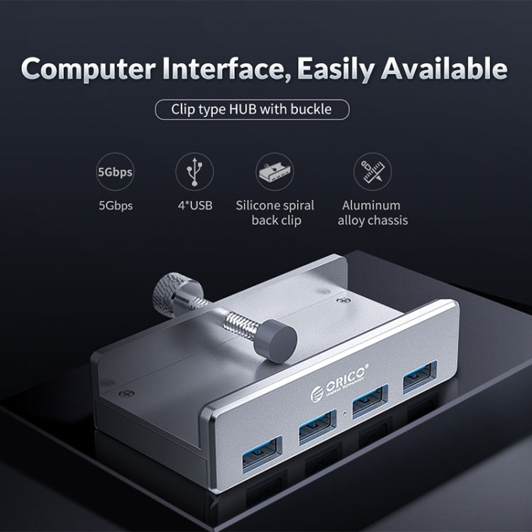 ORICO  MH4PU-P Aluminum Alloy 4 Ports USB3.0 Clip-type HUB(Silver) - USB 3.0 HUB by ORICO | Online Shopping UK | buy2fix