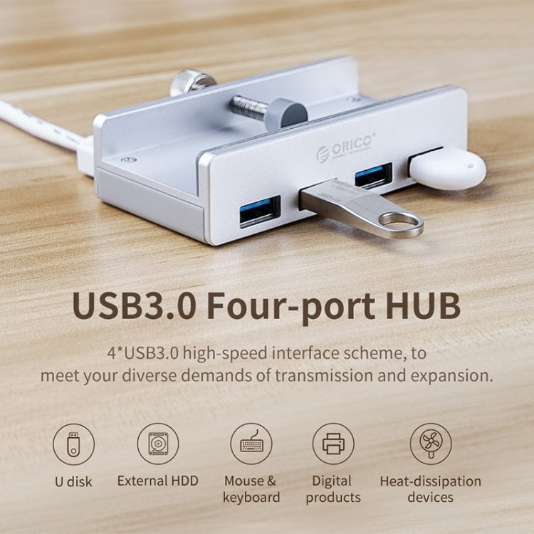 ORICO  MH4PU-P Aluminum Alloy 4 Ports USB3.0 Clip-type HUB(Silver) - USB 3.0 HUB by ORICO | Online Shopping UK | buy2fix