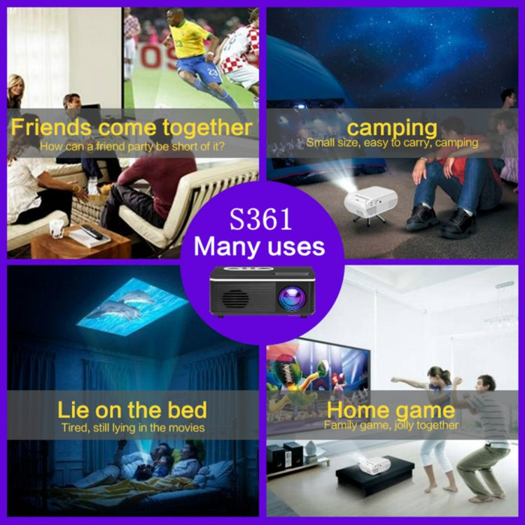 S361 80 lumens 320 x 240 Pixel Portable Mini Projector, Support 1080P, US Plug(Black) - Consumer Electronics by buy2fix | Online Shopping UK | buy2fix