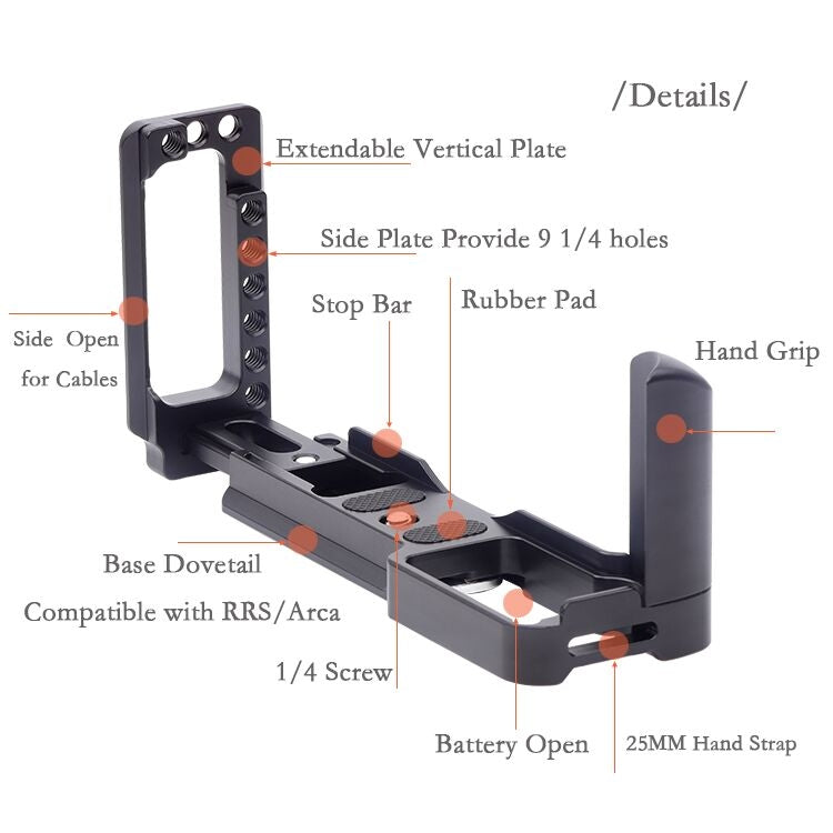 Vertical Shoot Quick Release L Plate Bracket Base Holder for FUJIFILM X Pro 3 - Camera Accessories by FITTEST | Online Shopping UK | buy2fix