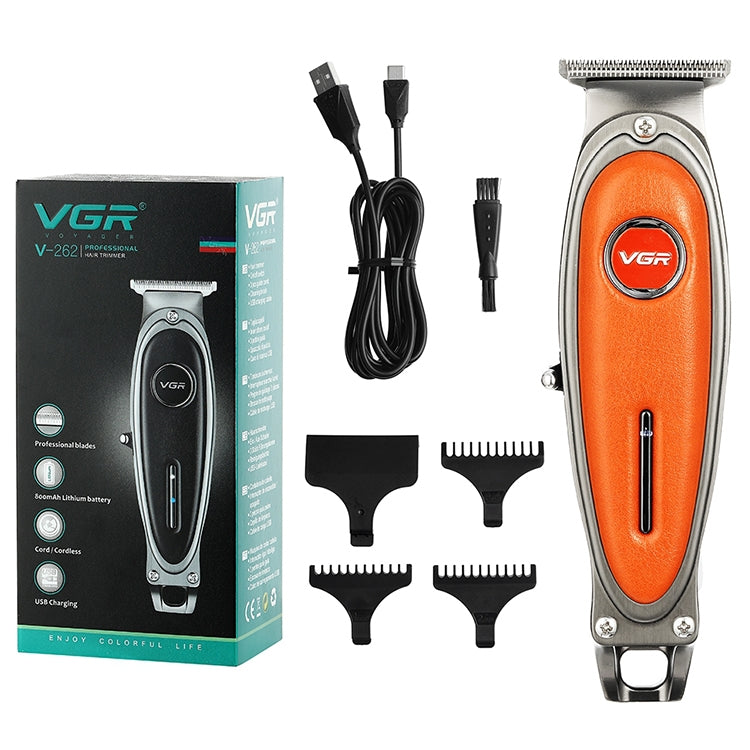 VGR V-262 5W USB Metal Leather Professional Hair Clipper (Red) - Hair Trimmer by VGR | Online Shopping UK | buy2fix