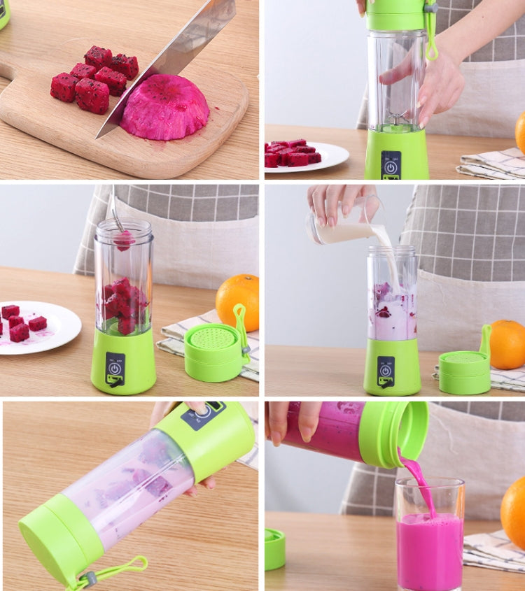 USB Rechargeable Electric Automatic Vegetable Fruit Citrus Orange Juice Maker Cup Mixer Bottle (380ML 2 Blender)(2 Blades  Blue) - Home & Garden by buy2fix | Online Shopping UK | buy2fix