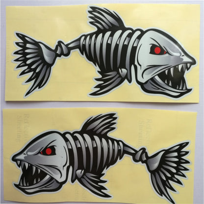 10 PCS Horror Skeleton Shark Fishing Daren Cover Scratch Reflective Waterproof Personality Body Sticker 25*13cm - Decorative Sticker by buy2fix | Online Shopping UK | buy2fix